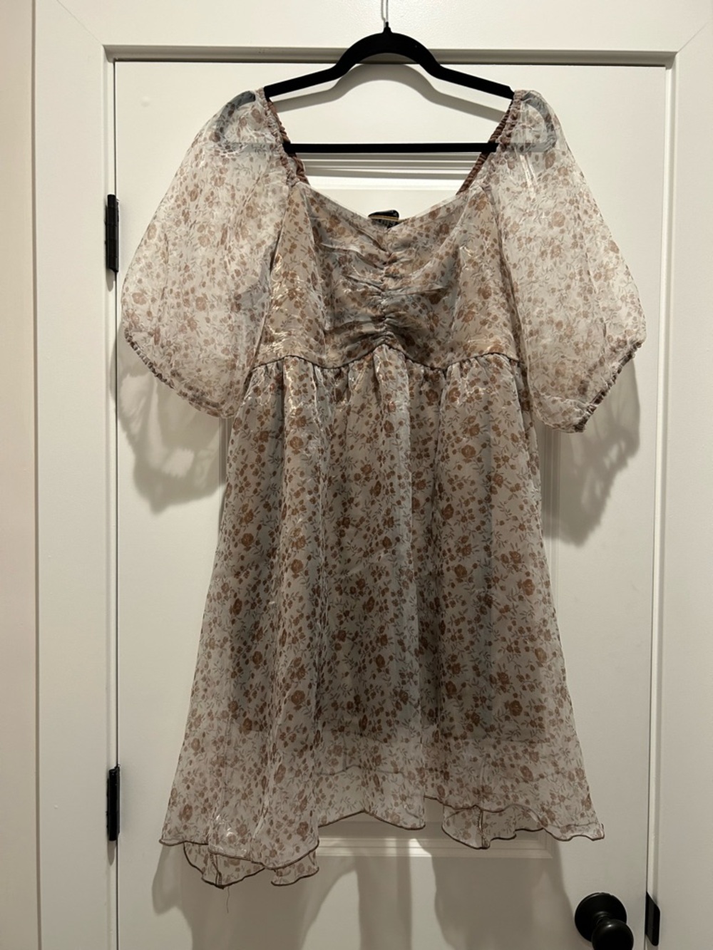 Arula Floral Puff Sleeve Babydoll Dress Smocked Back Romantic Cottagecore Sz 1X